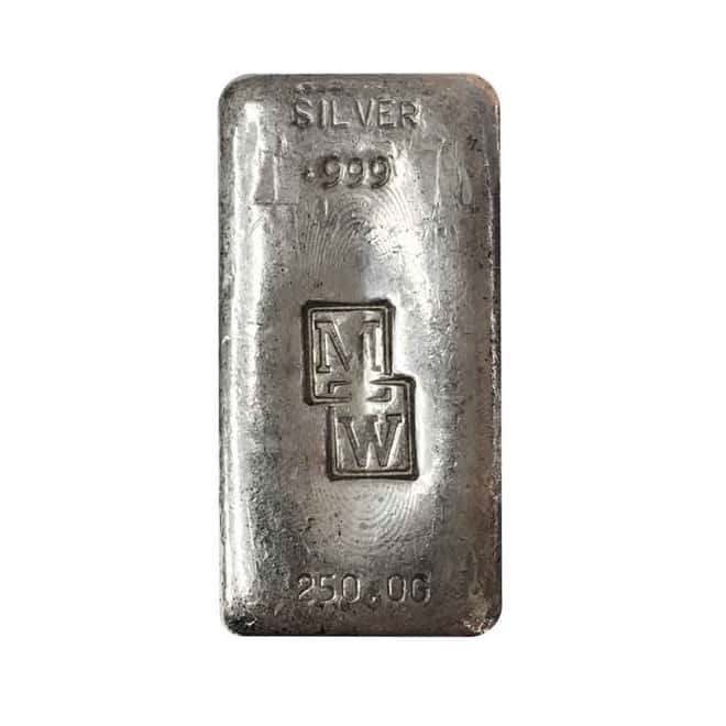250 gram Morris and Watson (MW) Silver Vintage Bar .999 Fine