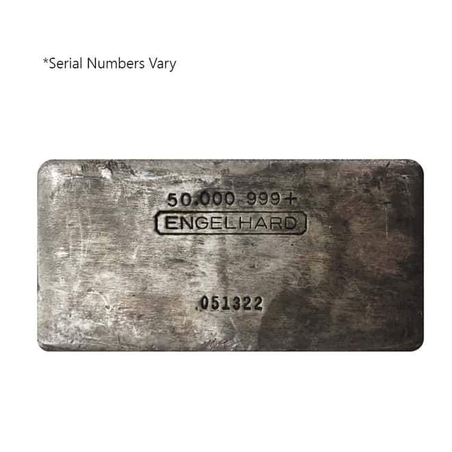 50 oz Engelhard Cast Silver Vintage Bar .999+ Fine (1st Series)