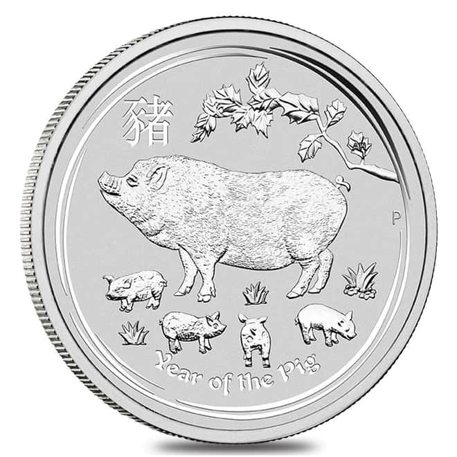 2019 1 oz Silver Lunar Year of The Pig BU Australian Perth Mint