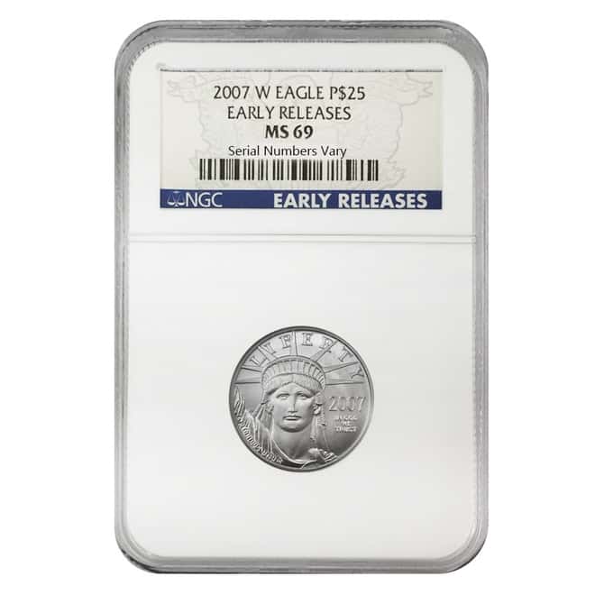 2007 W 1/4 oz $25 Burnished Platinum American Eagle NGC MS 69 Early Releases