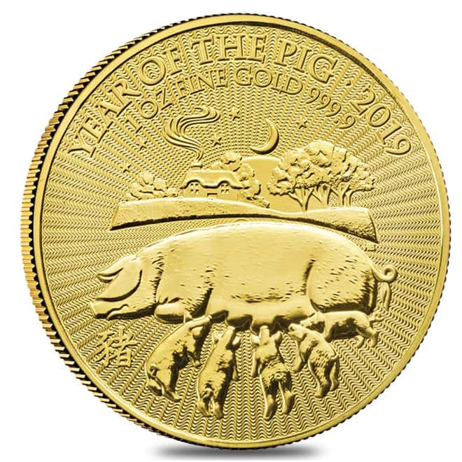 2019 Great Britain 1 oz Gold Year of the Pig Coin .9999 Fine BU