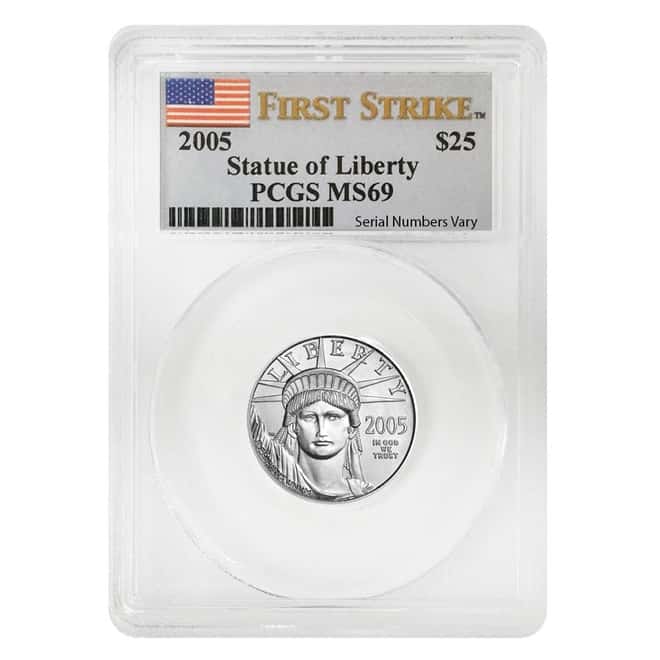 2005 1/4 oz Platinum American Eagle PCGS MS 69 First Strike