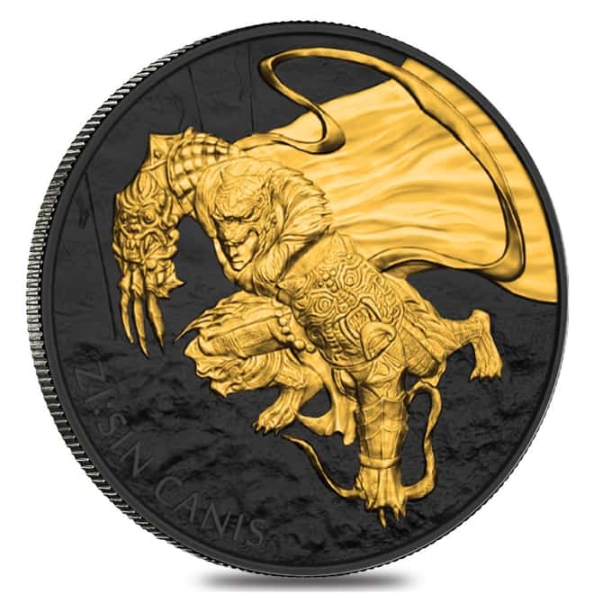 2018 1 oz South Korea Silver ZI:SIN Canis Medal Black Ruthenium 24K Gold Edition (w/Box & COA) 