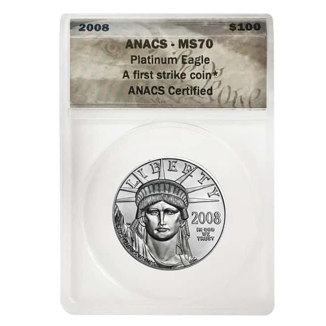 2008 1 oz Platinum American Eagle ANACS MS 70 First Strike