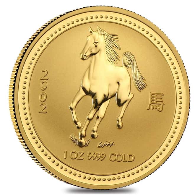 2002 1 oz Gold Lunar Year of The Horse BU Australia Perth Mint (Series I)