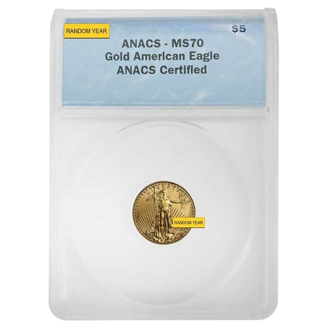 1/10 oz $5 Gold American Eagle ANACS MS 70 (Random Year)