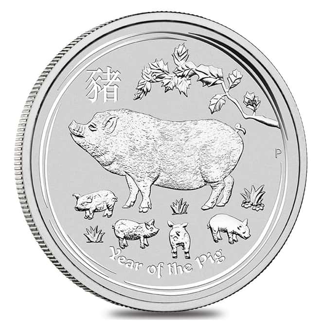 2019 10 oz Silver Lunar Year of The Pig BU Australian Perth Mint In Cap