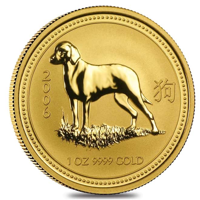 2006 1 oz Gold Lunar Year of The Dog BU Australia Perth Mint (Series I)