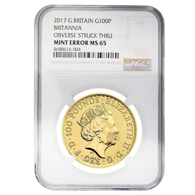 2017 Great Britain 1 oz Gold Britannia Coin NGC MS 65 Mint Error