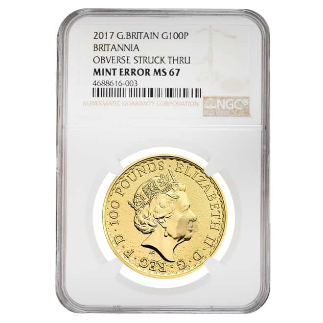 2017 Great Britain 1 oz Gold Britannia Coin NGC MS 67 Mint Error