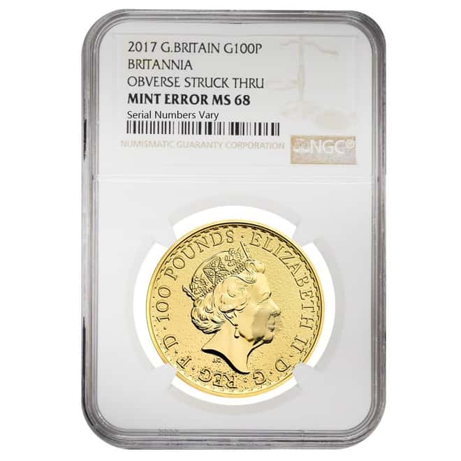 2017 Great Britain 1 oz Gold Britannia Coin NGC MS 68 Mint Error