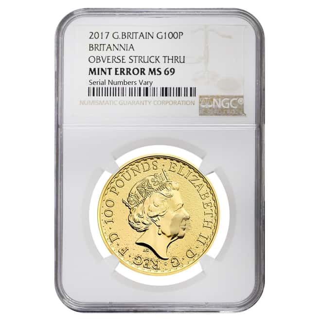 2017 Great Britain 1 oz Gold Britannia Coin NGC MS 69 Mint Error