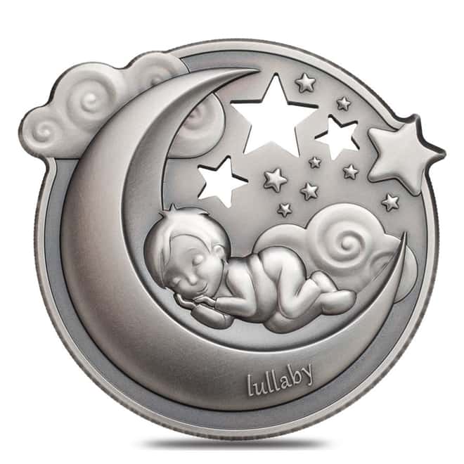 2018 1 oz Cook Islands Lullaby Dreaming Boy High Relief Antiqued Silver Coin $5 .999 Fine (w/Box&COA)