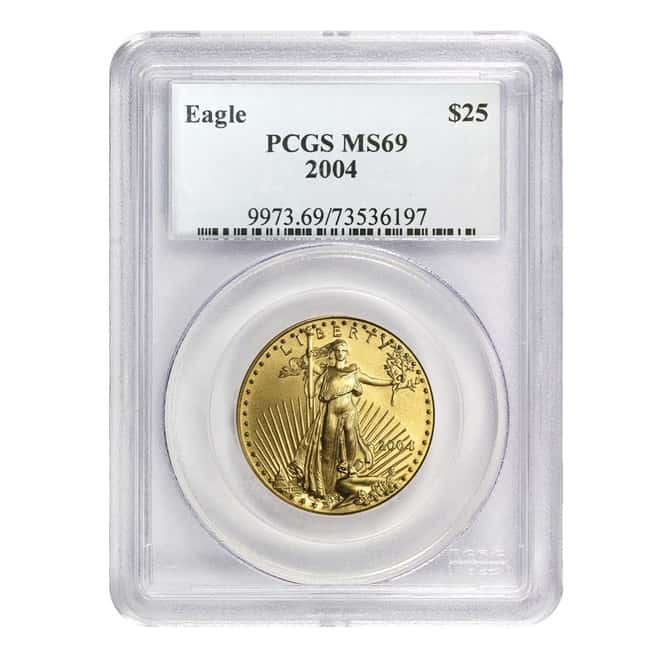 2004 1/2 oz $25 Gold American Eagle Coin PCGS MS 69