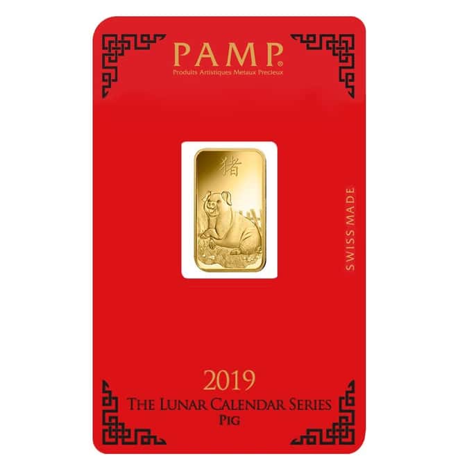 5 gram PAMP Suisse Year of the Pig Gold Bar (In Assay)