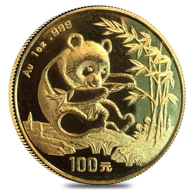 1994 1 oz Chinese Gold Panda 100 Yuan Small Date .999 Fine (Abrasions) 