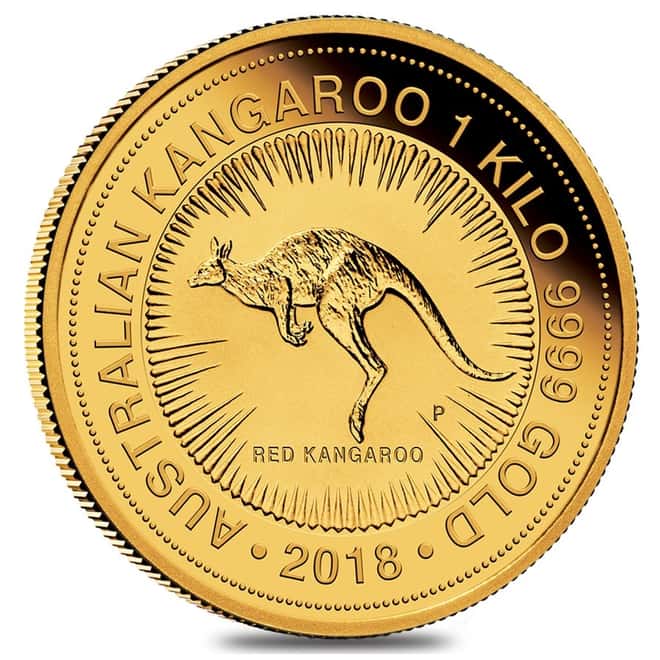 2018 1 Kilo Australian Gold Kangaroo Perth Mint Coin .9999 Fine BU In Cap