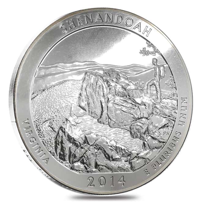 2014 5 oz Silver America the Beautiful ATB Virginia Shenandoah National Park Coin