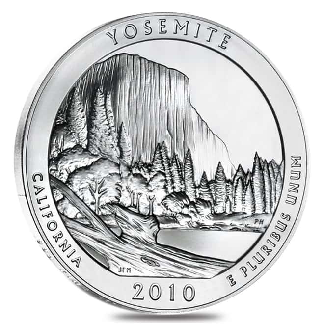 2010 5 oz Silver America the Beautiful ATB California Yosemite National Park Coin