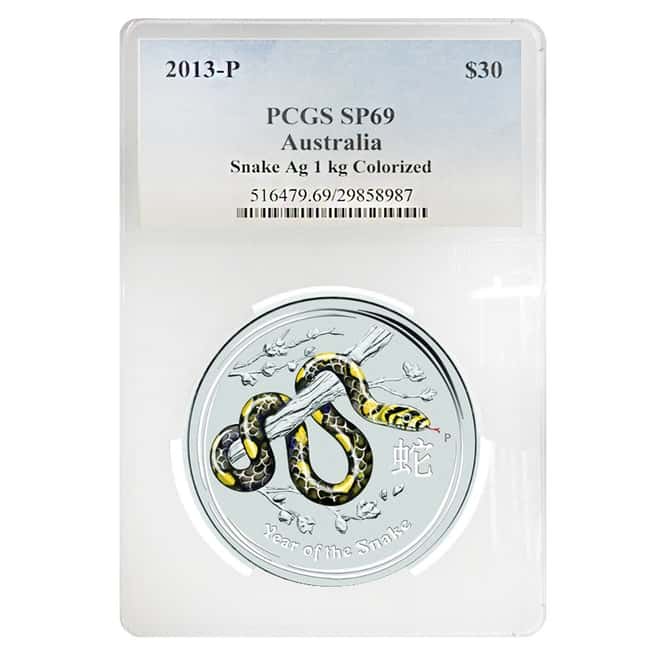 2013 1 Kilo Silver Lunar Year of The Snake Australian Perth Mint PCGS SP 69