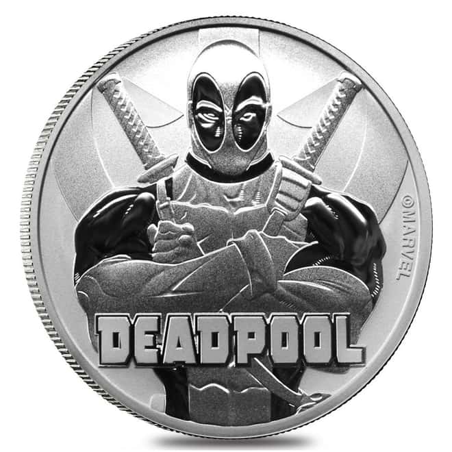 2018 1 oz Tuvalu Deadpool Marvel Series Silver Coin .9999 Fine Silver BU In Cap