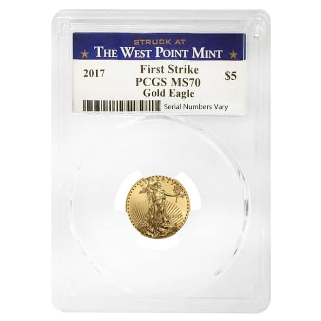 2017 1/10 oz Gold American Eagle PCGS MS 70 First Strike - West Point