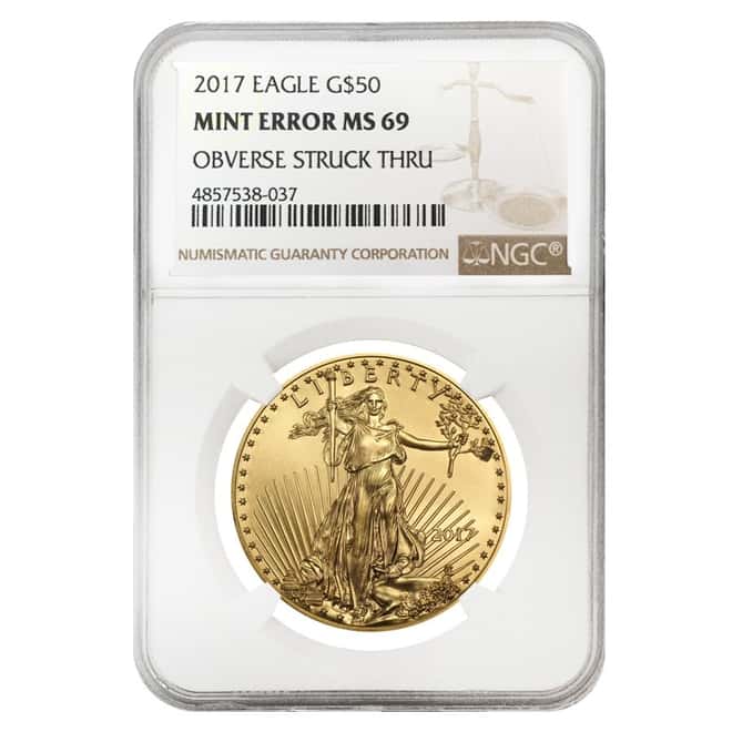 2017 1 oz $50 Gold American Eagle NGC MS 69 Mint Error