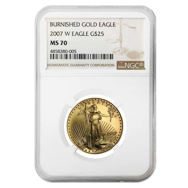 2007 W 1/2 oz Burnished $25 Gold American Eagle NGC MS 70