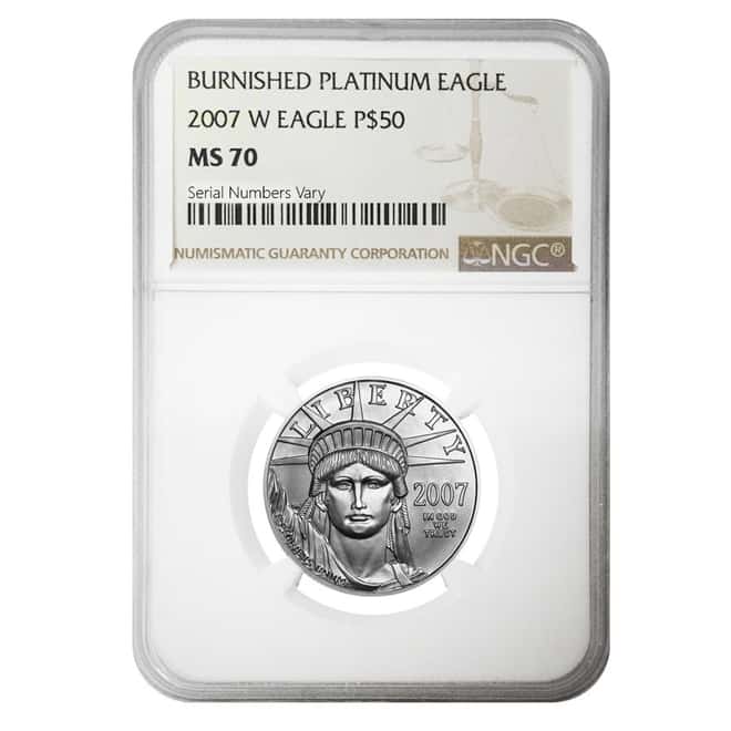 2007 W 1/2 oz $50 Burnished Platinum American Eagle NGC MS 70