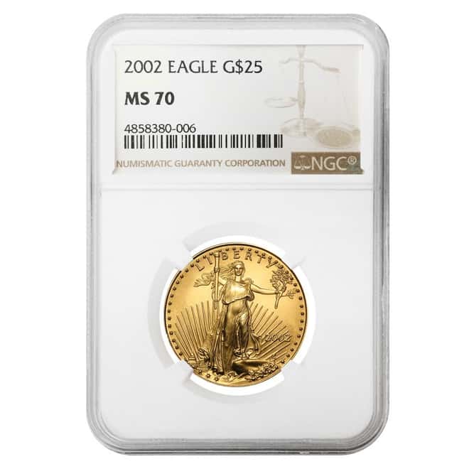 2002 1/2 oz $25 Gold American Eagle NGC MS 70