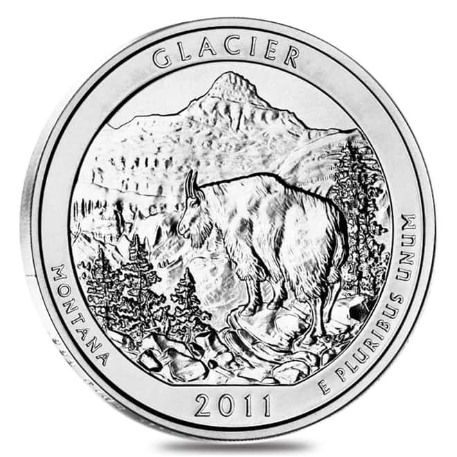 2011 5 oz Silver America the Beautiful ATB Montana Glacier National Park Coin