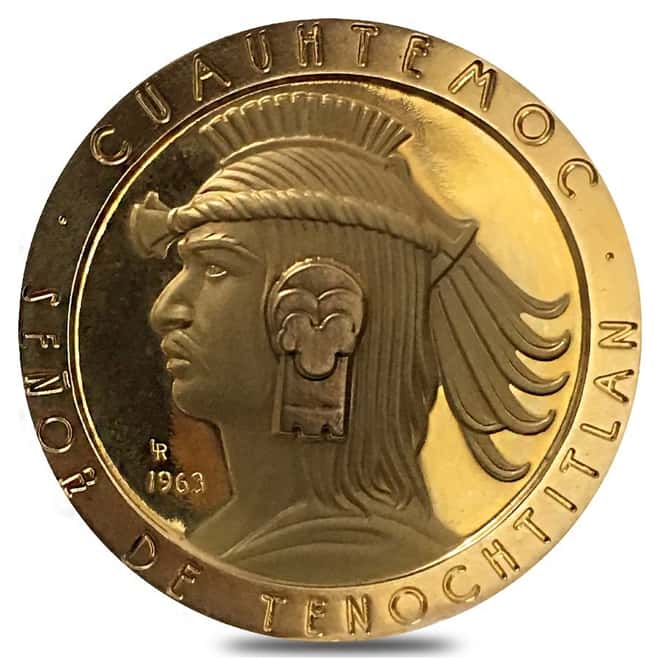 1963 Mexico Cortes and Cuauhtemoc Gold Medal AGW 1.227 oz