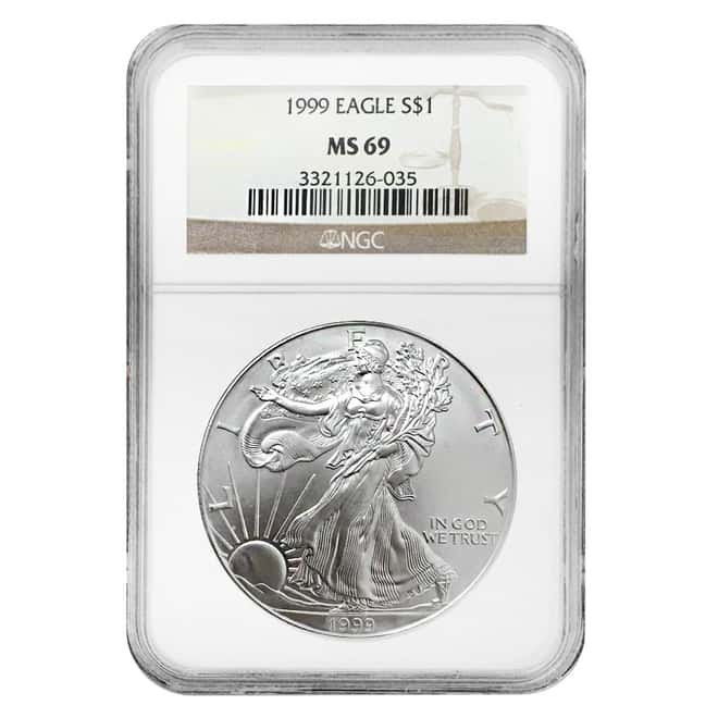1999 1 oz Silver American Eagle $1 Coin NGC MS 69
