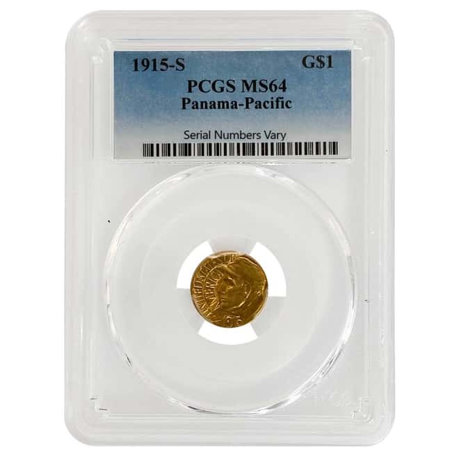 1915 S Panama Pacific Gold $1 Commemorative Coin PCGS MS 64
