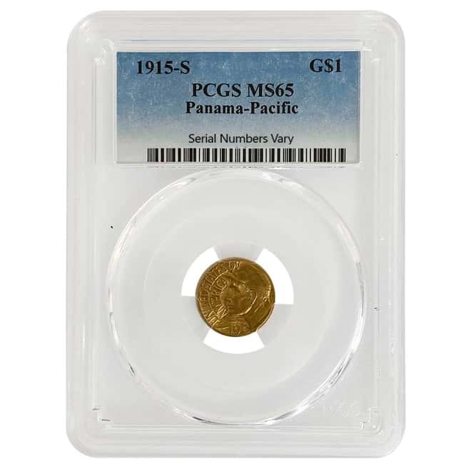 1915 S Panama Pacific Gold $1 Commemorative Coin PCGS MS 65