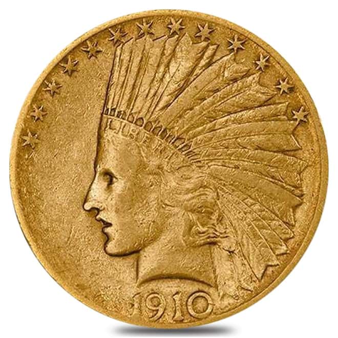 1910 S $10 Gold Eagle Indian Head - Extra Fine XF