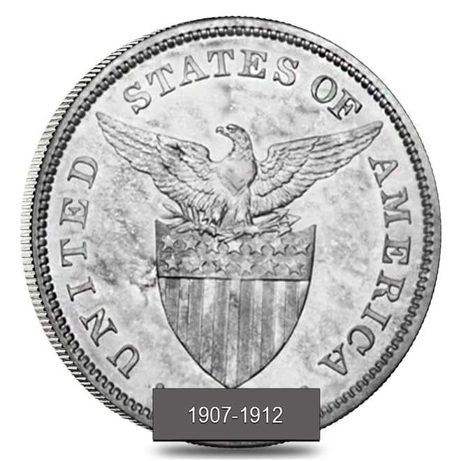 1907-1912 Philippines 1 Peso 80% Silver Coin Circulated (Random)