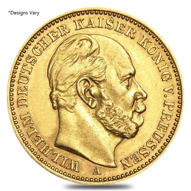Germany Prussia 20 Marks Gold Coin (1871-1915,Random Year)