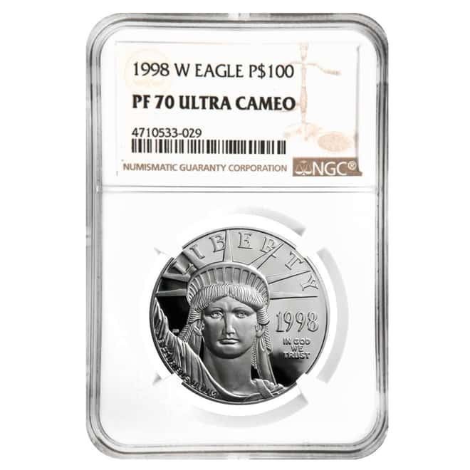 1998 W 1 oz $100 Platinum American Eagle Proof Coin NGC PF 70 UCAM
