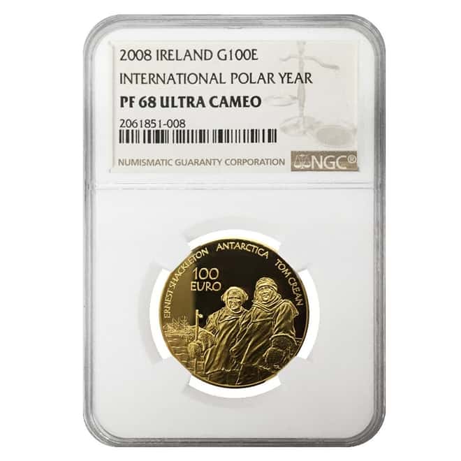 2008 Ireland 1/2 oz 100 Euro International Polar Year Proof Gold Coin NGC PF 68 UCAM