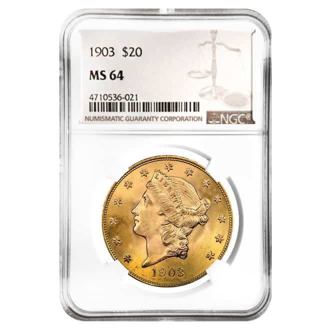1903 $20 Liberty Head Double Eagle Gold Coin NGC MS 64