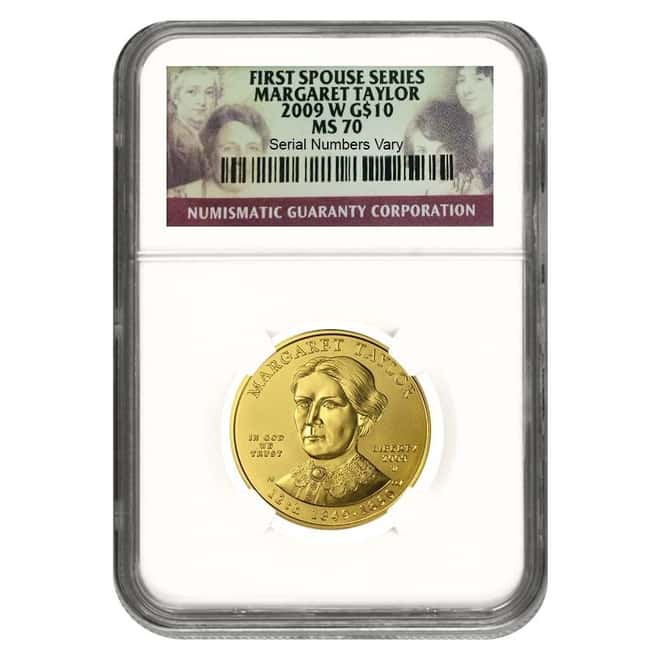 2009 W 1/2 oz $10 First Spouse - Margaret Taylor Gold Coin NGC MS 70