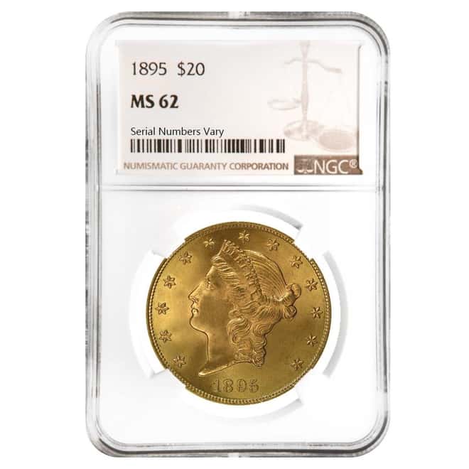 1895 $20 Liberty Head Double Eagle Gold Coin NGC MS 62