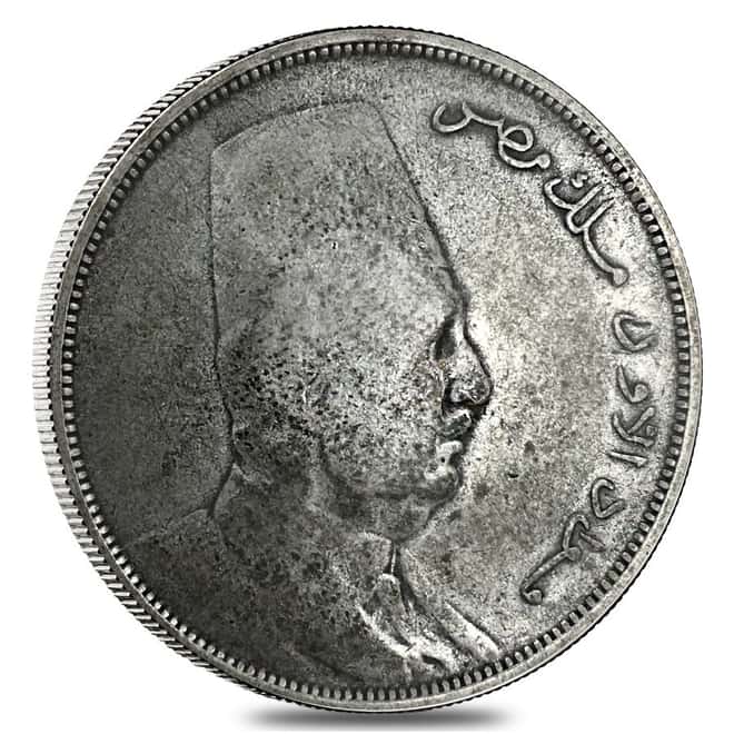 1923 Egypt 10 Piastres Fuad (Right) Silver Coin Circulated