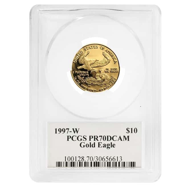 1997 W 1/4 oz $10 Proof Gold American Eagle PCGS PF 70 DCAM (Saint-Gaudens Sign Label)