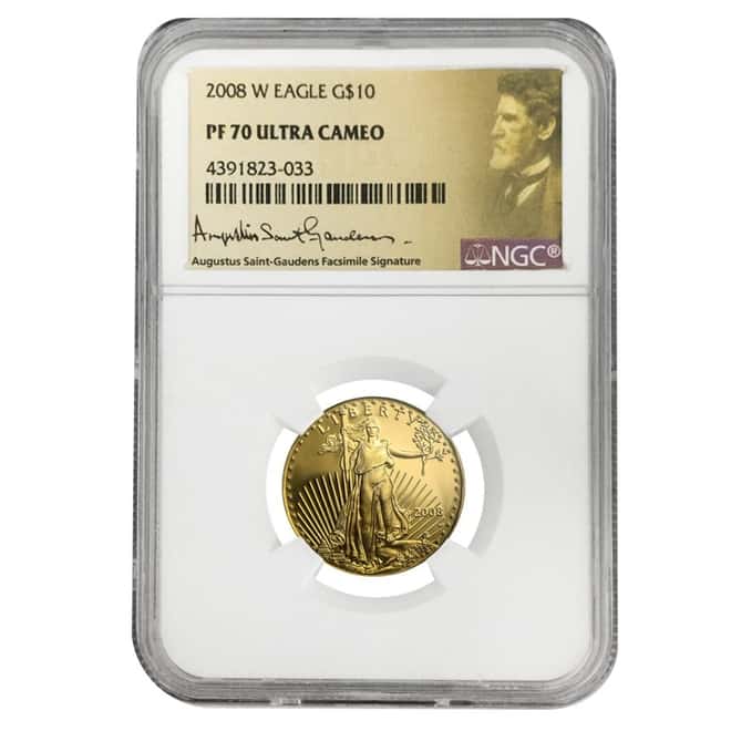 2008 W 1/4 oz $10 Proof Gold American Eagle NGC PF 70 UCAM (Saint-Gaudens Sign Label)