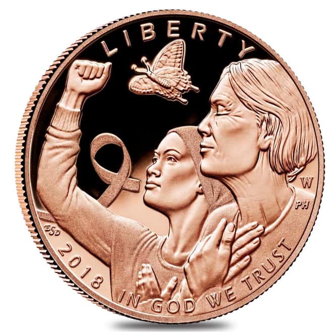 2018 W Breast Cancer Awareness $5 Proof Gold Commemorative (w/Box & COA)