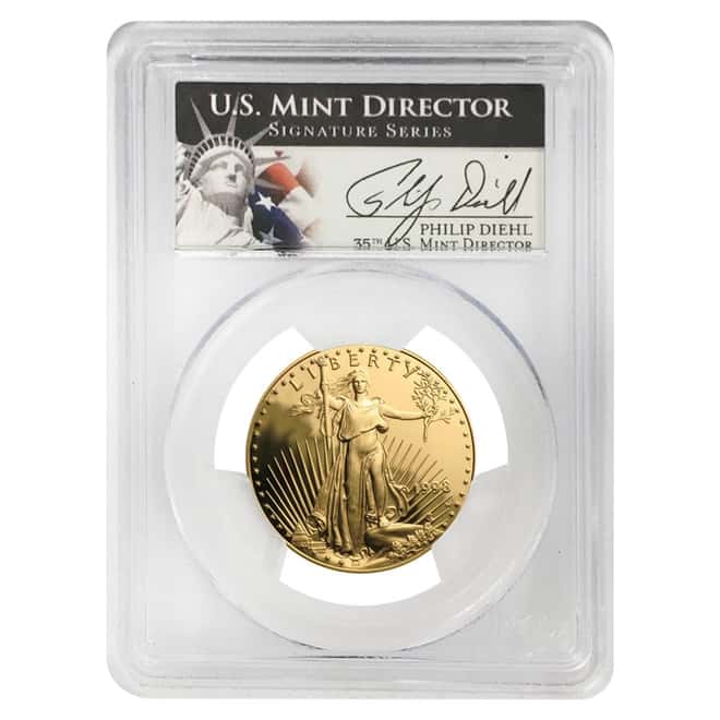 1998 W 1/2 oz $25 Proof Gold American Eagle PCGS PF 70 DCAM (Philip Diehl Sign Label)