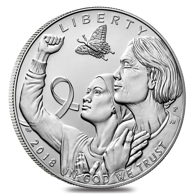 2018 P Breast Cancer Awareness Silver Dollar Commemorative (w/Box & COA)