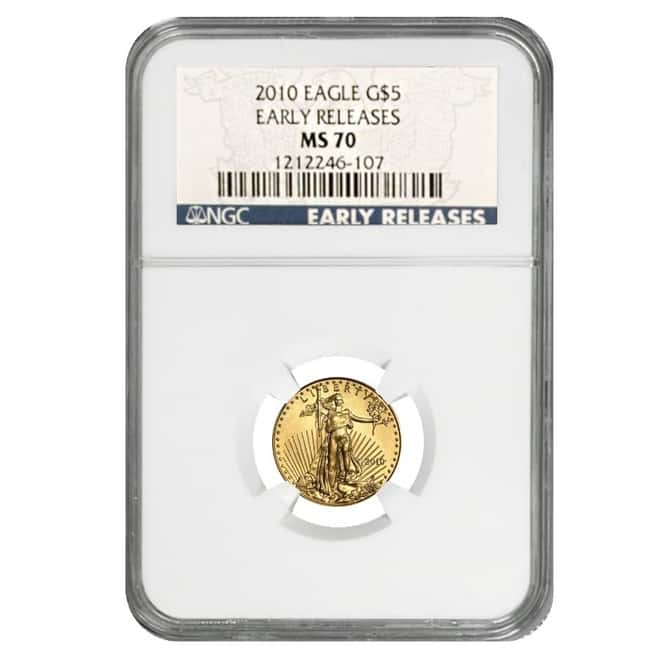 2010 1/10 oz $5 Gold American Eagle NGC MS 70 Early Releases